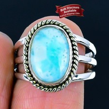 Natural Republic Larimar Sterling Silver Valentines Boho Statement Ring Jewelry