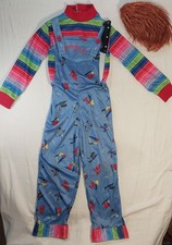 Chucky Costume Jumpsuit Overalls Striped Shirt Halloween Cosplay Outfit Kids S/M