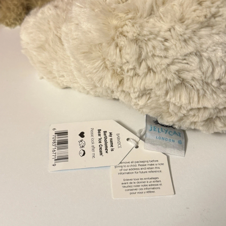 Jellycat Bartholomew Bear Ice Cream Oatus BNWT - NYC Exclusive Fao