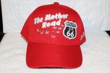ROUTE 66 THE MOTHER ROAD UNITED STATES MAP BASEBALL CAP HAT RED