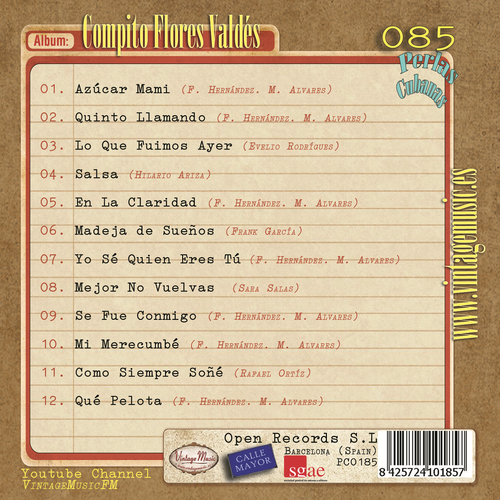 COMPITO FLORES VALDÉS. Perlas Cubanas CD #85/120 CUBAN Son Montuno Guaracha, - Imagen 2 de 3