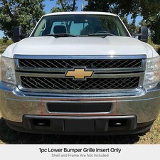 Fits 2011-2014 Chevy Silverado 25003500 Hd Bumper Stainless Black Mesh Grille