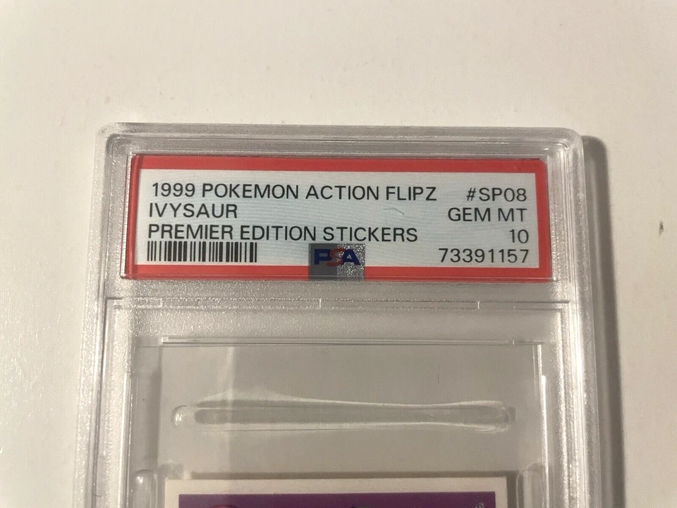 1999 Pokemon Action Flipz Ivysaur PSA 10 Premier Edition Stickers SP08 Pop 4 - Image 2 of 4