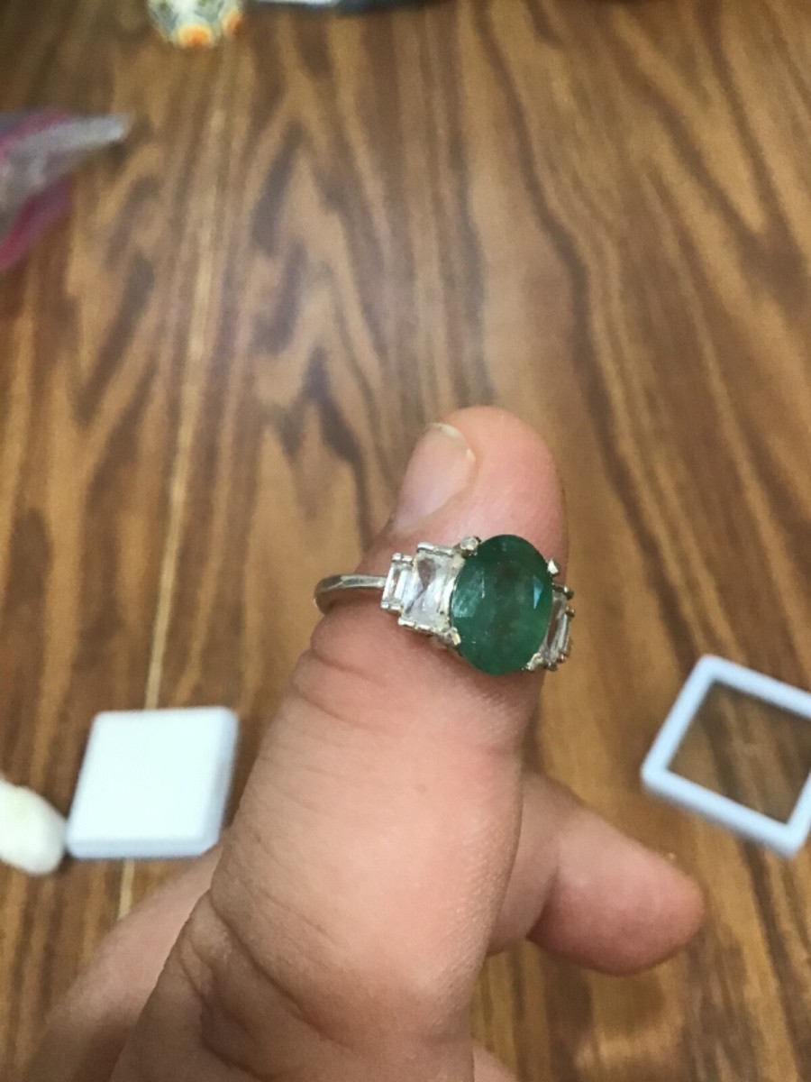 Sterling Silver Ring Size 7 Emerald Zircon 15tcw | eBay Sterling Silver Ring Size 7 Emerald Zircon 15tcw | eBay