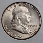 1950-P 50C Franklin Half Dollar UNC - Set Break rev tiger striping - actual coin