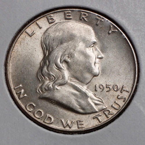 1950-P 50C Franklin Half Dollar UNC - Set Break rev tiger striping - actual coin