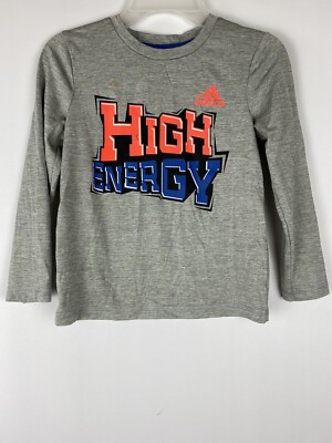 Adidas Climalite Boys Long Sleeve Athletic Shirt Grey Size 5¥