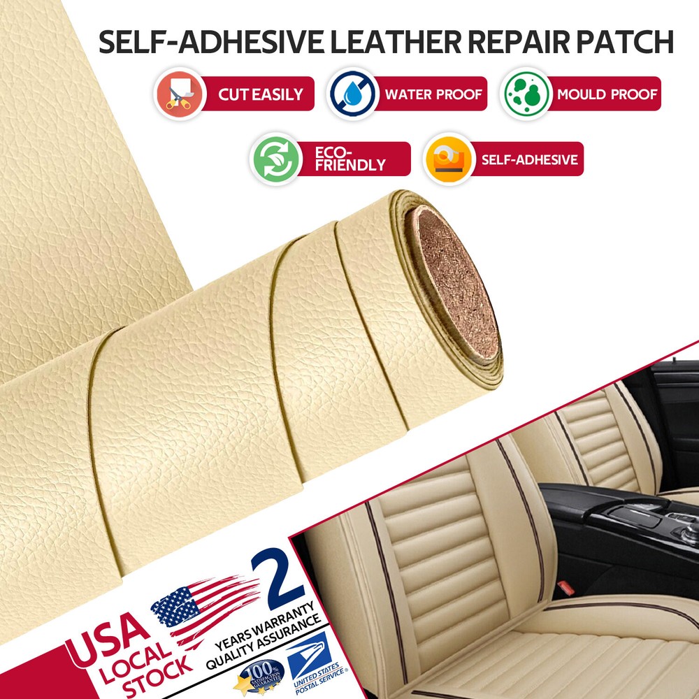 Beige PU Leather Repair Kit Self-Adhesive Patch Stick Leather office Chair Sofa