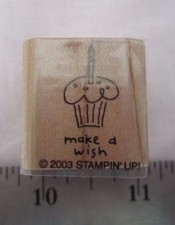 Stampin Up Small Talk "Make a Wish" Single Rubber Stamp NEW Cupcake w Candle