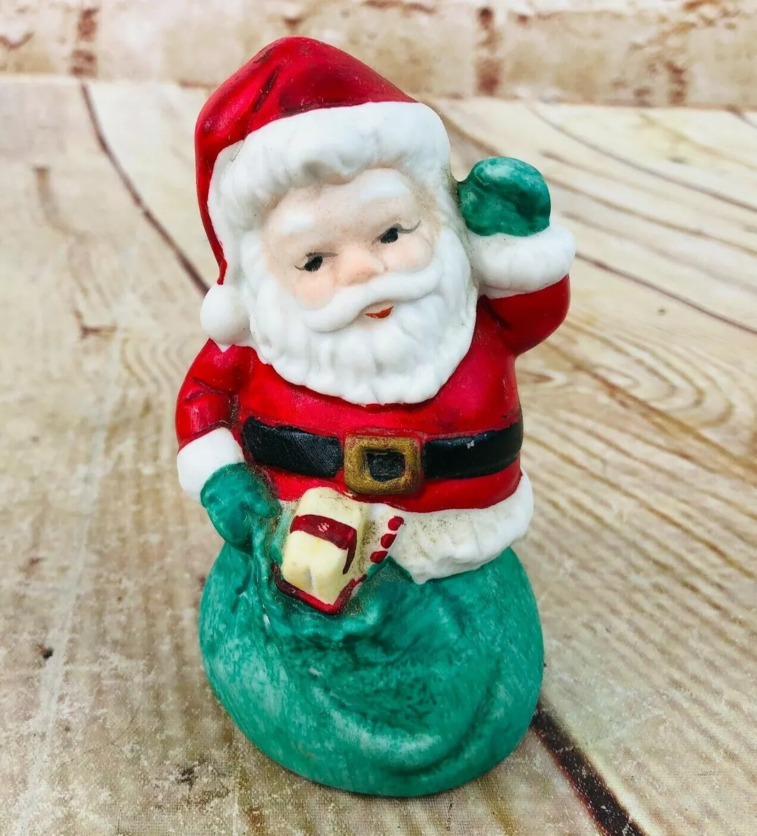 vtg jsny santa bell figurine retro 70s Christmas decoration 4" ...