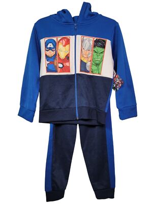 Marvel Avengers Boys Two-Piece Zipper Hoodie & Jogger Pants Set Blue - Size 5