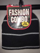 Fashion Beanie Boy's Hybrid apparel Black gray stripes