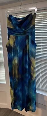 Stitch Btween Long Maxi Dress Size XL Bandeau W/pockets Colorful Abstract Nice