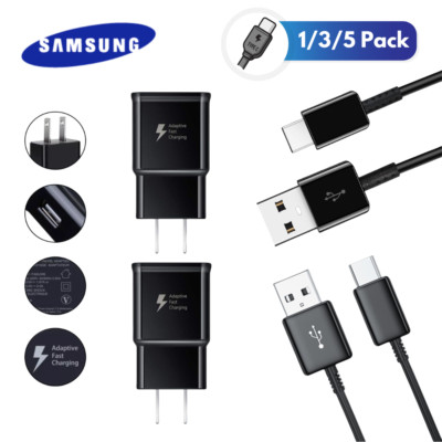 1-5x Adapter Fast Charger Type C With Phone Charging Cable For Samsung Android