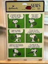 Rare Hallmark Peanuts TENNIS Seals Stickers Sealed Pack 70s 80s Snoopy