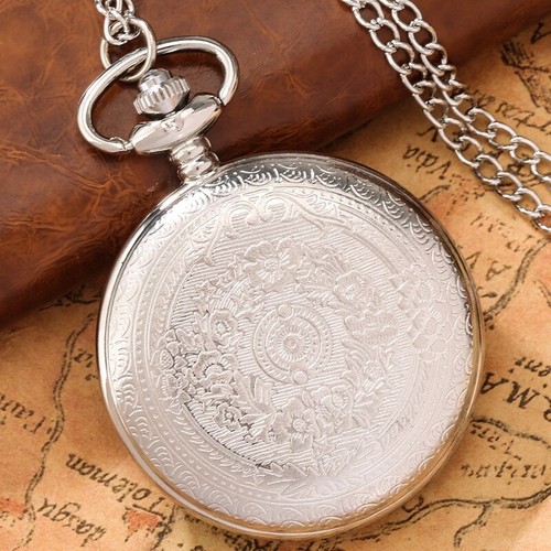 Engraved Flower Quartz Analog Pocket Watches Arabic Numerals Dial for Men Women - Afbeelding 9 van 17