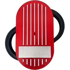 15" Oval RED Air Cleaner Kit - Raised Fins, CUSTOM Laser Engravable - Ansen USA