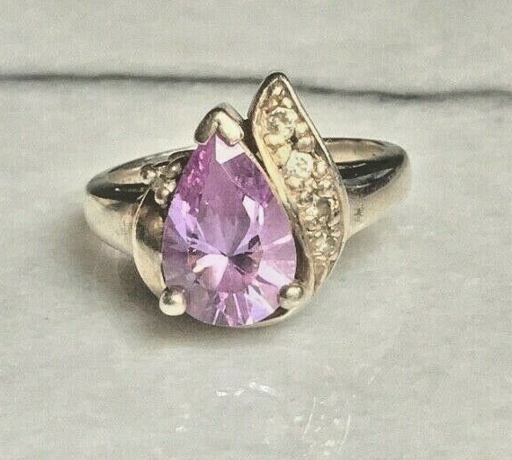 SOLID 925 STERLING SILVER CLEAR & AMETHYST COLORE… - image 4