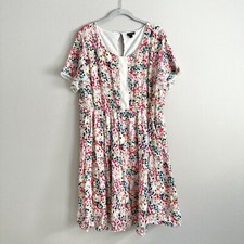 Torrid Womens Plus Mini Dot Dress Colorful Print Size 1X Flutter Sleeve Keyhole