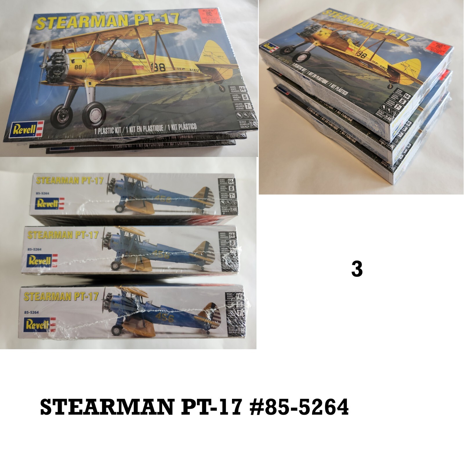 50 piece Revell/Monogram model airplane kits collection, most have 3 of