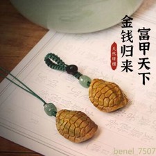 Green Sandalwood Wood Carved Fujia One Side Keychain Nafu Hand Piece Pendant