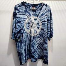 Harley Davidson Vintage Single Stitch Tye Dye Hippy Shirt Blue USA Made Size XL