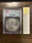 1999 $1 AMERICAN SILVER EAGLE PCGS MS69 FLAG FIRST STRIKE LABEL