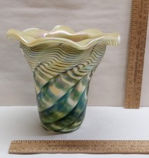 LUNDBERG STUDIO - Art Glass VASE - L.S. 5-26-89 TN - 3