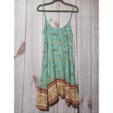 Umgee USA Floral Print A Line Mini Dress Turquoise Floral Border Print Size S