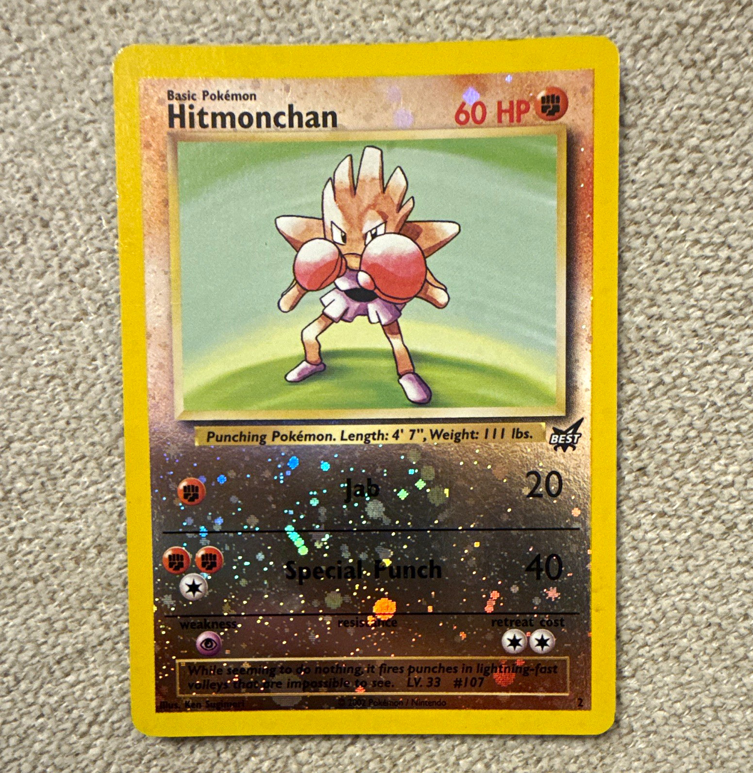 Nintendo Hitmonchan Best of Game 2 2002 60 HP Holo Rare EN