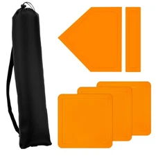 5-Piece Baseball Base Set with Black Carry Bag Throw Down Baseball Bases Base...