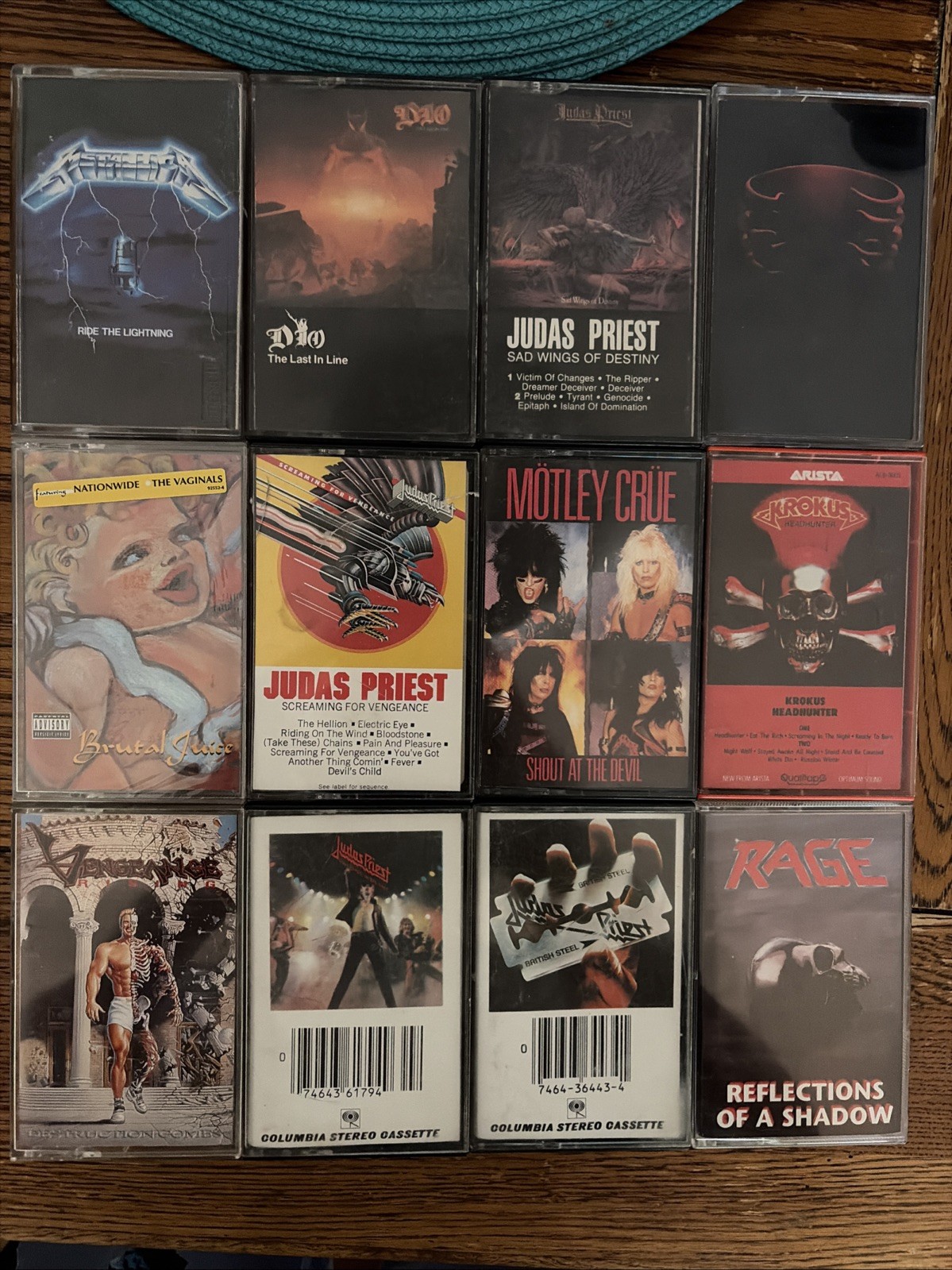 Heavy Metal Cassette Lot Of 12 Metallica Dio Judas Priest Rage Motley Crue