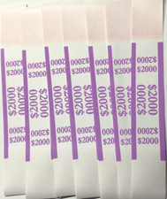 50 - PURPLE  2000 Self-Sealing Currency Money Straps / Money Paper Bands