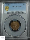 1913 S Lincoln Wheat Copper Cent 1C (Almost Uncirculated) PCGS AU 50
