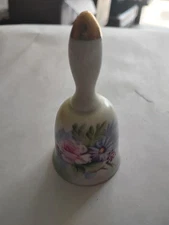 VINTAGE LEFTON CHINA BELL 5202 Hand Painted Pink Purple Flowers Gold Tip