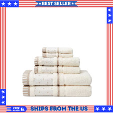 6 Piece Creme Turkish Cotton Bath Towel Set Soft Absorbent Luxury 855948