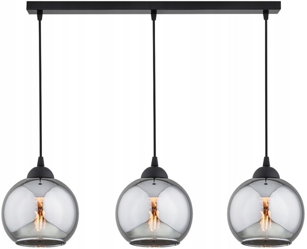 HäNgelampe 3-Flammig Rauchglas Schwarz E27 L:60 Cm Pendelleuchte Esszimmer-image