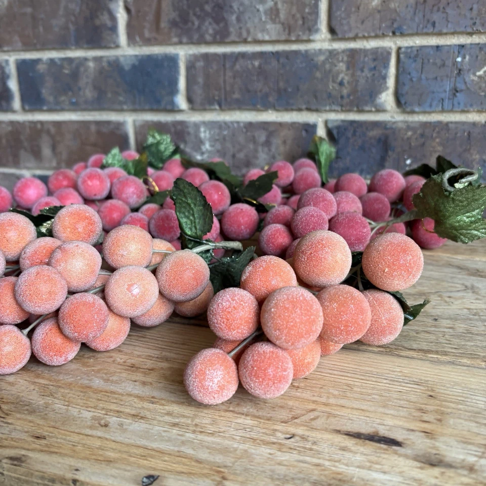 Racimos de uva sintética con cuentas azucaradas de colección adornos rojo y naranja 12 racimos Foto 4 de 4