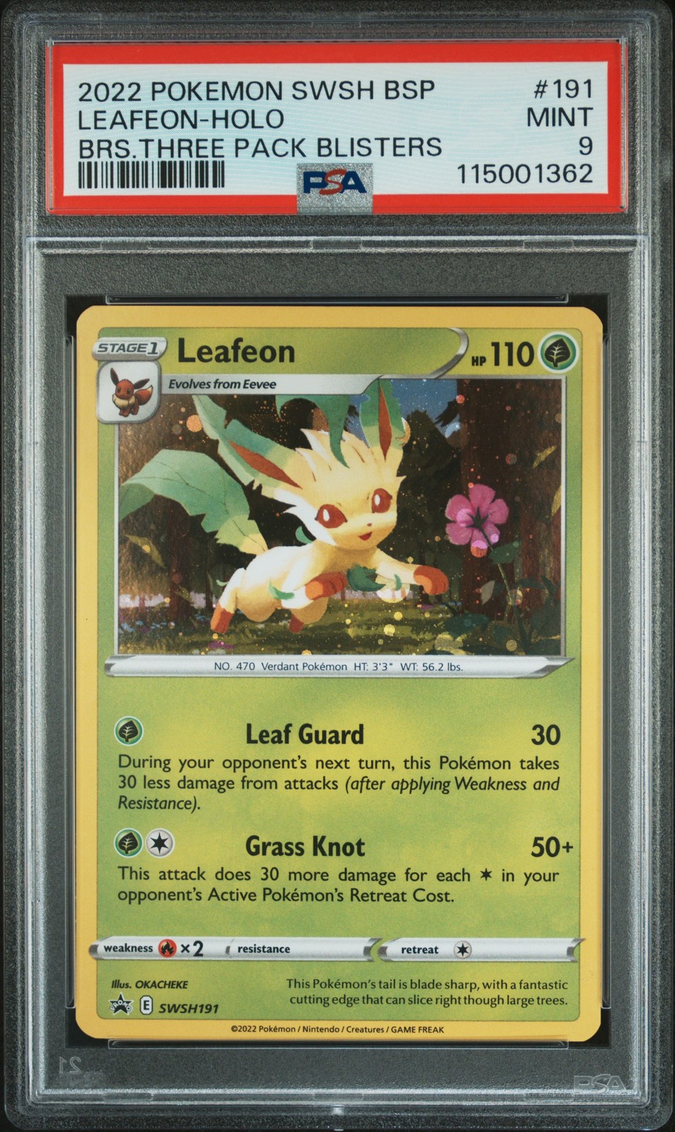 2022 POKEMON SWSH BLACK STAR PROMO #191 LEAFEON-HOLO PSA 9