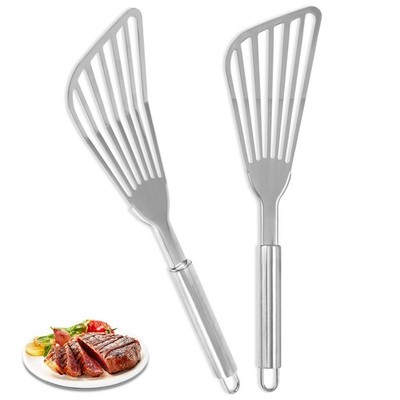 2Pack Fish Spatula Stainless Steel,Premium Turner large, Silver
