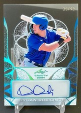 2025 Leaf Trinity Baseball Dylan Dreiling Clear Blue Auto 36/49 Texas Rangers