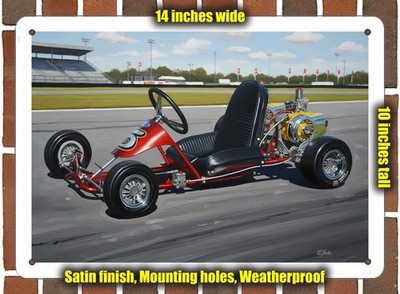 Metal Sign - 1965 Rupp Grand Prix Twin Engine Go Kart Oil Painting - 14x10