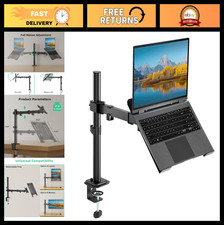 Adjustable Laptop Desk Mount with Vented Tray, Fits 17" Laptops, Full Motion Cla
