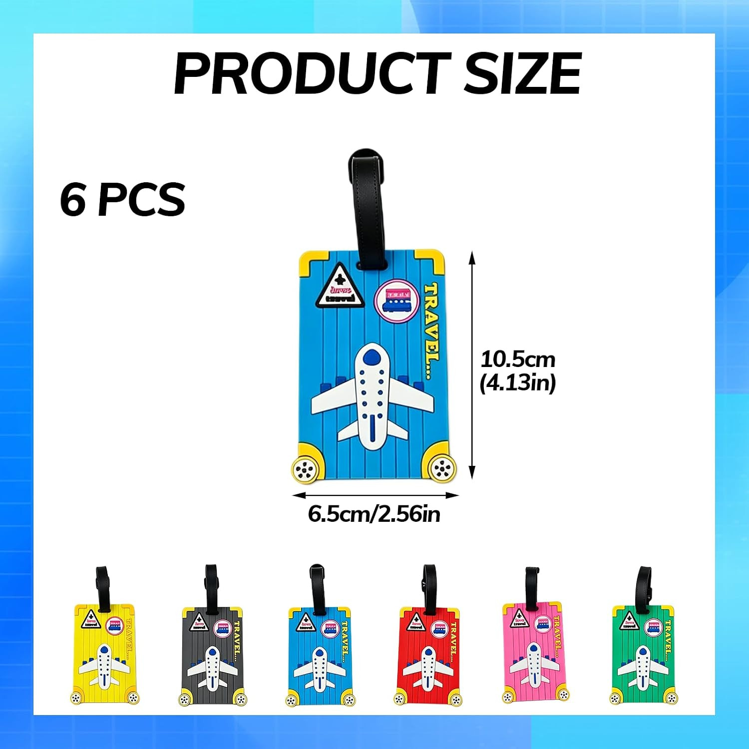 6 Stück Kofferanhänger Lustig, PVC Gepäckanhänger (6 Farben) 2