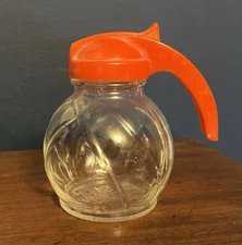 Vintage Hazel Atlas #5108 Small Glass Syrup Pitcher With Spring Lid
