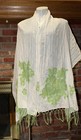 Old Navy 100% Cotton 🍀 Scarf/Shawl White with Green Applique Flowers 74” x 28" — photo 4