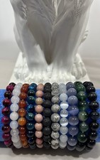 Multicolor Beaded Stone Glass Bracelets Set, Round, Assorted Colors