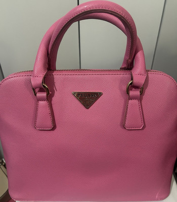 PEGASO Pink Top Handle Bag Zip Closure Gold Hardware Inner Pockets Women