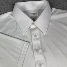 Collars & Co Shirt Mens Large White Dress Collar Polo Performance Golf Stretch
