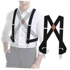 Suspenders for Men Suspenders for Jeans Heavy Duty Big and Tall One Size Black